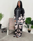 Sania Black Floral Satin Co-ord Set