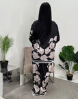 Sania Black Floral Satin Co-ord Set