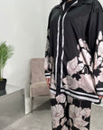 Sania Black Floral Satin Co-ord Set