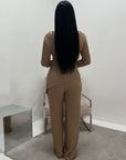 Ayesha Mocha Drape Textured Co ord Set