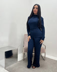 Ayesha Navy Drape Textured Co ord Set
