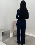 Ayesha Navy Drape Textured Co ord Set