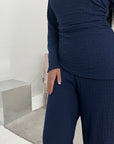 Ayesha Navy Drape Textured Co ord Set