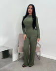 Ayesha Khaki Drape Textured Co ord Set