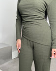 Ayesha Khaki Drape Textured Co ord Set