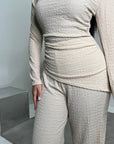 Ayesha Cream Drape Textured Co ord Set