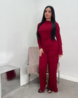 Ayesha Wine Drape Textured Co ord Set