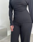 Ayesha Black Drape Textured Co ord Set