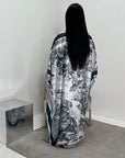 Saniyah Emerald Green Floral Slit Sleeve Kaftan Dress