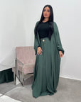Nia Khaki Linen Gold Buckle Skirt and Open Jacket Summer Set