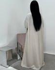 Nia Cream Linen Gold Buckle Skirt and Open Jacket Summer Set