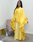 Najma Yellow Modest Drape Kaftan Dress With Scarf