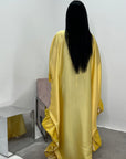 Najma Yellow Modest Drape Kaftan Dress With Scarf