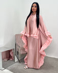 Najma Pink Modest Drape Kaftan Dress With Scarf
