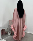 Najma Pink Modest Drape Kaftan Dress With Scarf