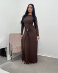 Alayna Chocolate Soft Gold Buckle Modest Dress