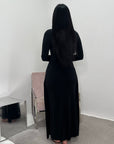 Alayna Black Soft Gold Buckle Modest Dress