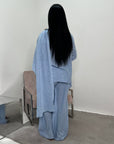 Daliah Sky Blue Linen Gold Buckle Co-Ord Set