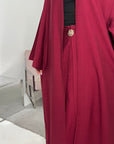 Nia Wine Linen Gold Buckle Skirt and Open Jacket Summer Set