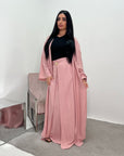 Nia Pink Linen Gold Buckle Skirt and Open Jacket Summer Set