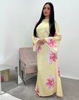 Falon Yellow Linen Modest Summer Floral Dress