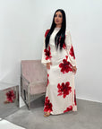 Falon Cream Linen Modest Summer Floral Dress