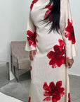 Falon Cream Linen Modest Summer Floral Dress