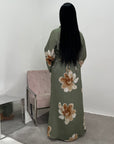 Falon Khaki Linen Modest Summer Floral Dress