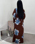 Falon Chocolate Linen Modest Summer Floral Dress