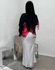 Zainab Black Satin Floral Print Tie Back Modest Dress