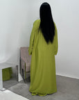Nia Lime Green Linen Gold Buckle Skirt and Open Jacket Summer Set
