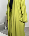 Nia Lime Green Linen Gold Buckle Skirt and Open Jacket Summer Set