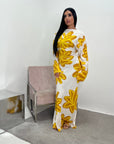 Zuri Yellow Linen Summer Floral Modest Dress