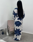 Zuri Navy Linen Summer Floral Modest Dress