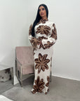 Zuri Chocolate Linen Summer Floral Modest Dress