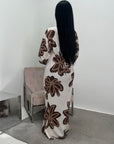 Zuri Chocolate Linen Summer Floral Modest Dress