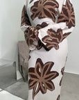 Zuri Chocolate Linen Summer Floral Modest Dress