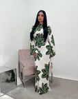 Zuri Khaki Linen Summer Floral Modest Dress