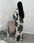 Zuri Khaki Linen Summer Floral Modest Dress