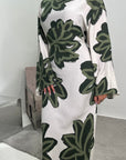 Zuri Khaki Linen Summer Floral Modest Dress