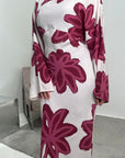 Zuri Wine Linen Summer Floral Modest Dress