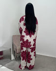 Amal Wine Linen Printed Shirt and Plain Trouser Co-Ord Set
