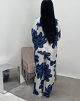 Amal Navy Linen Printed Shirt and Plain Trouser Co-Ord Set