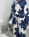 Amal Navy Linen Printed Shirt and Plain Trouser Co-Ord Set