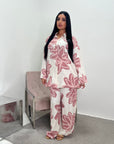 Amal Pink Linen Printed Shirt and Plain Trouser Co-Ord Set