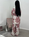Amal Pink Linen Printed Shirt and Plain Trouser Co-Ord Set