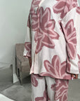 Amal Pink Linen Printed Shirt and Plain Trouser Co-Ord Set