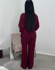 Ahura Wine V Neck Wrap Over Co Ord