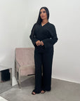 Ahura Black V Neck Wrap Over Co Ord