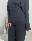 Ahura Black V Neck Wrap Over Co Ord